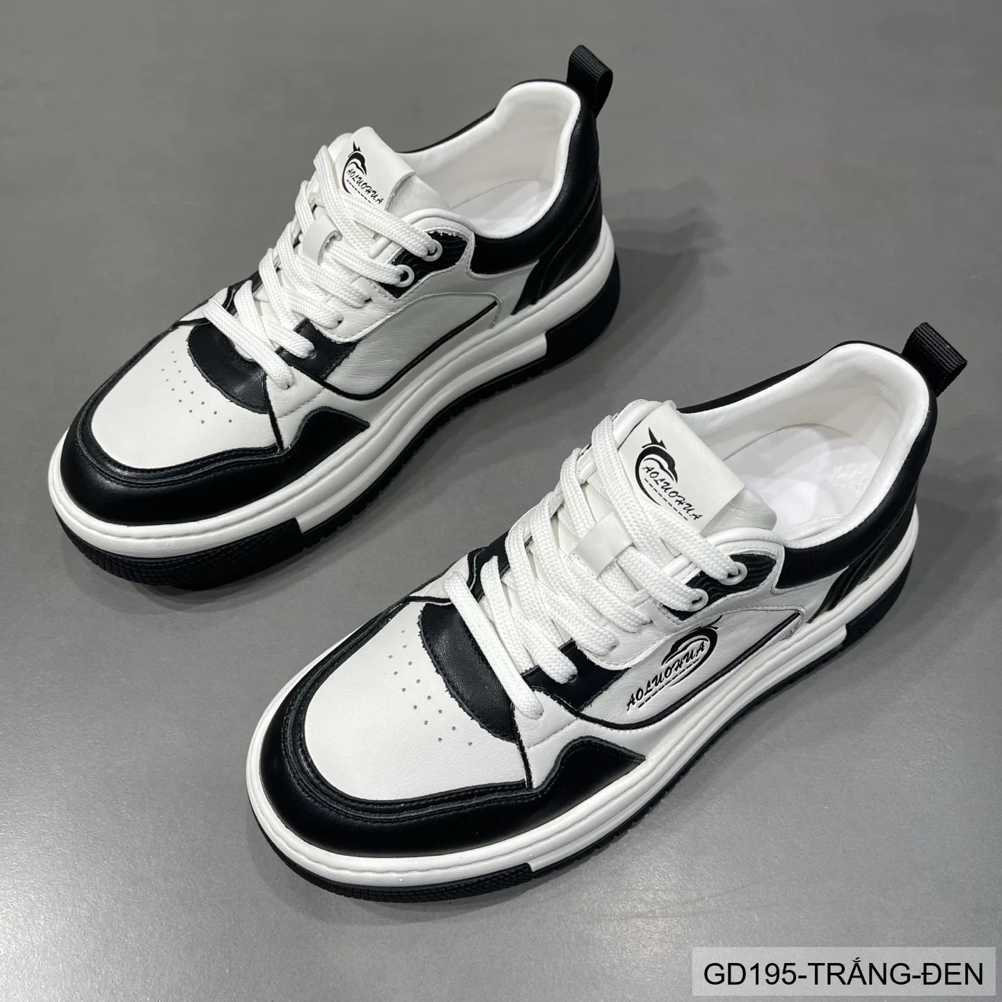 GD195 - Giày nam da bò cao cấp phối màu trắng đen, kiểu dáng thể thao casual thời thượng 2026 - ảnh 3