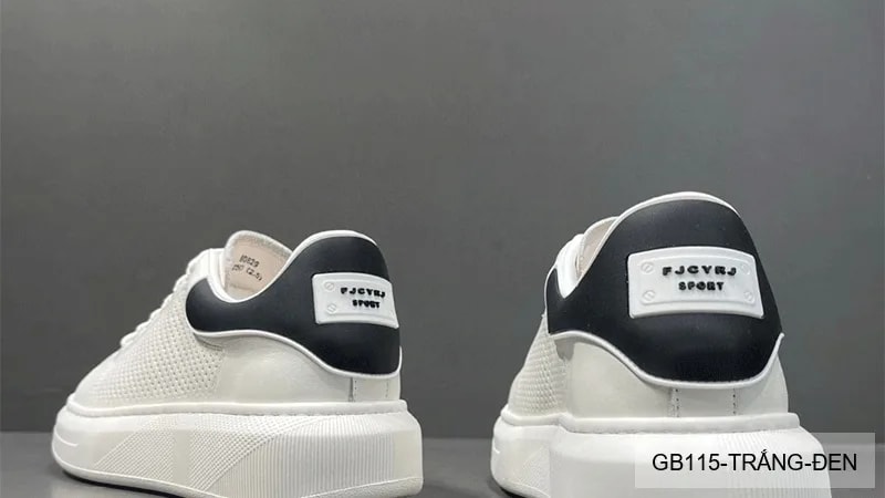 GB115 - Giày thể thao nam trắng đế dày thời trang, chất liệu da bò thoáng khí, phối màu đỏ đen - ảnh 5