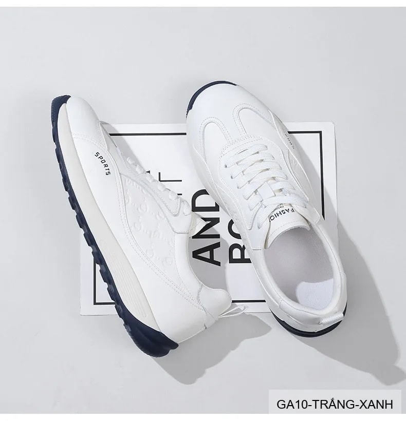 GA10 - Giày nam thể thao da thật kiểu Forrest Gump, đế mềm thoáng khí, màu trắng - ảnh 8