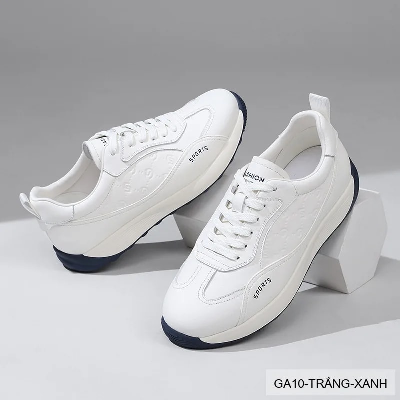 GA10 - Giày nam thể thao da thật kiểu Forrest Gump, đế mềm thoáng khí, màu trắng - ảnh 2