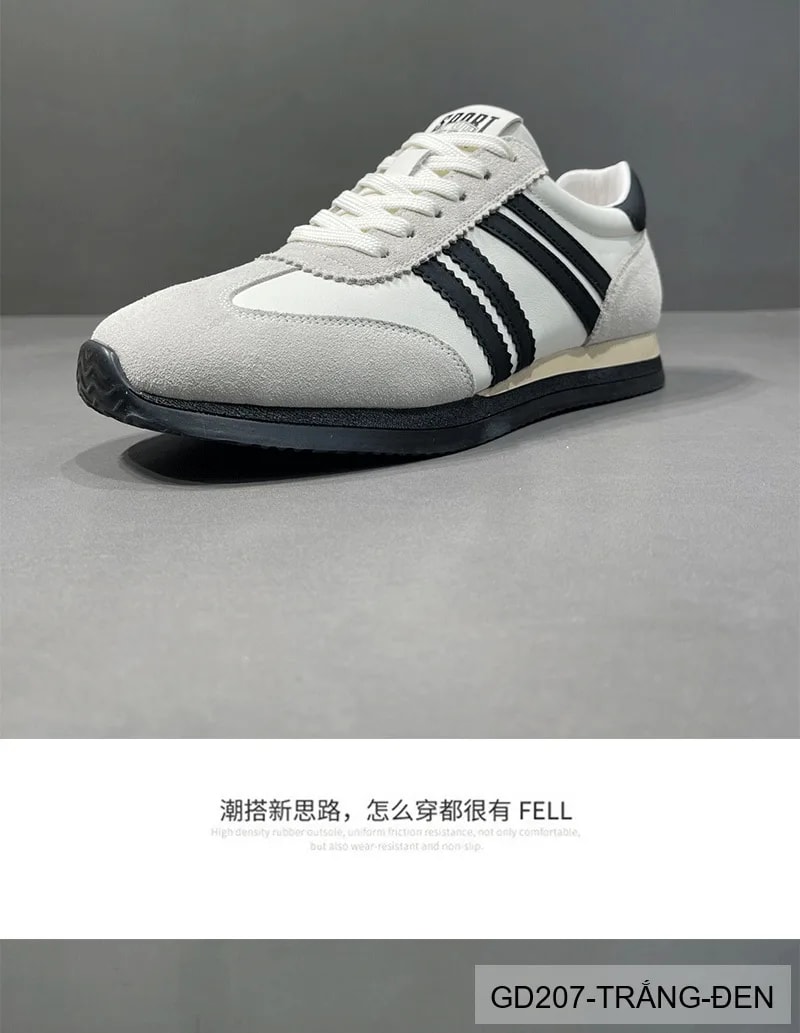 GD207 - Giày thể thao nam cổ thấp kiểu dad shoes, phối 3 sọc, đế bằng, thoáng khí, đa dụng cho hàng ngày - ảnh 5