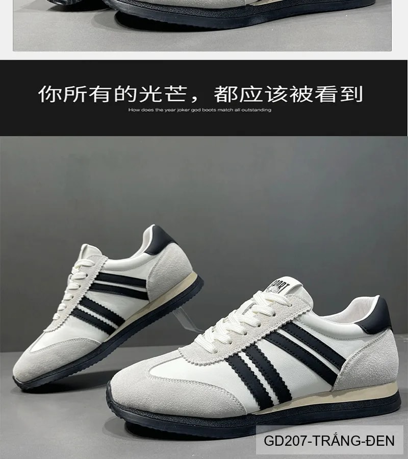 GD207 - Giày thể thao nam cổ thấp kiểu dad shoes, phối 3 sọc, đế bằng, thoáng khí, đa dụng cho hàng ngày - ảnh 8