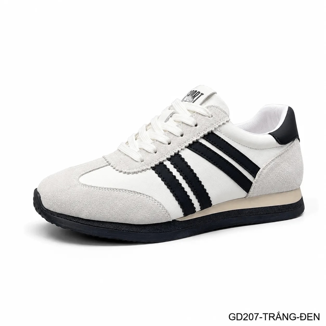 GD207 - Giày thể thao nam cổ thấp kiểu dad shoes, phối 3 sọc, đế bằng, thoáng khí, đa dụng cho hàng ngày