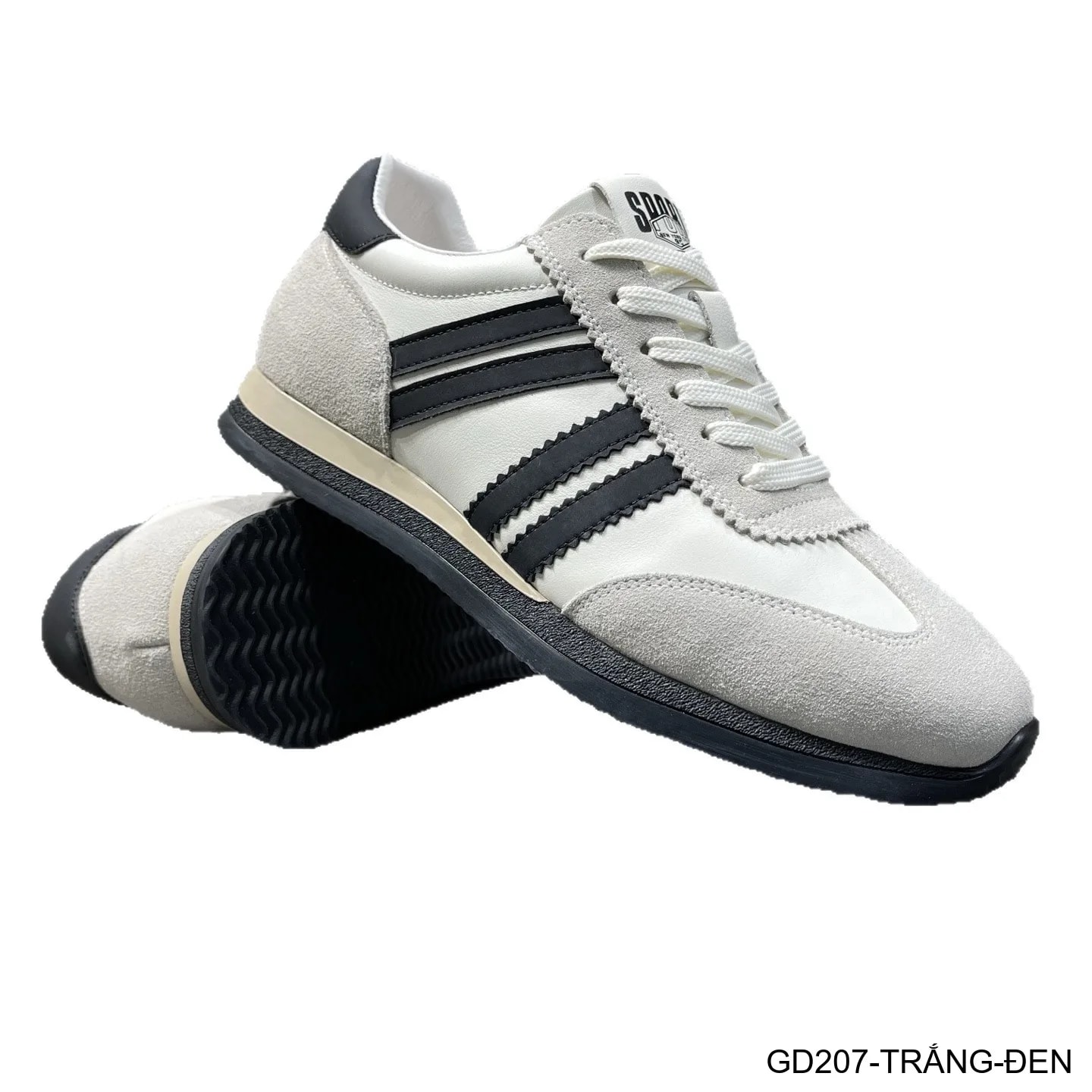 GD207 - Giày thể thao nam cổ thấp kiểu dad shoes, phối 3 sọc, đế bằng, thoáng khí, đa dụng cho hàng ngày - ảnh 4