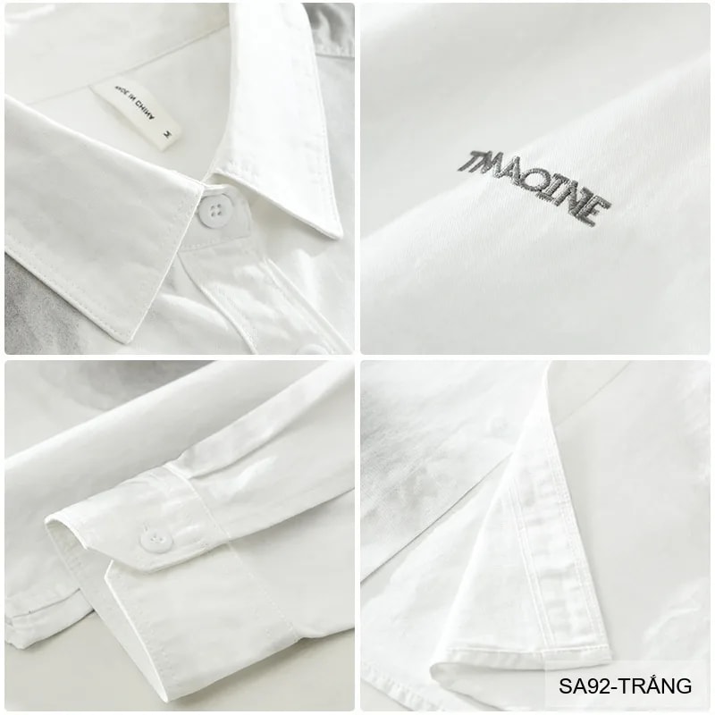 SA92 - Áo Sơ Mi Nam Tay Dài Phong Cách Nhật Bản Chất Cotton 100% Thiết Kế Thêu Nhỏ Thời Trang - ảnh 5