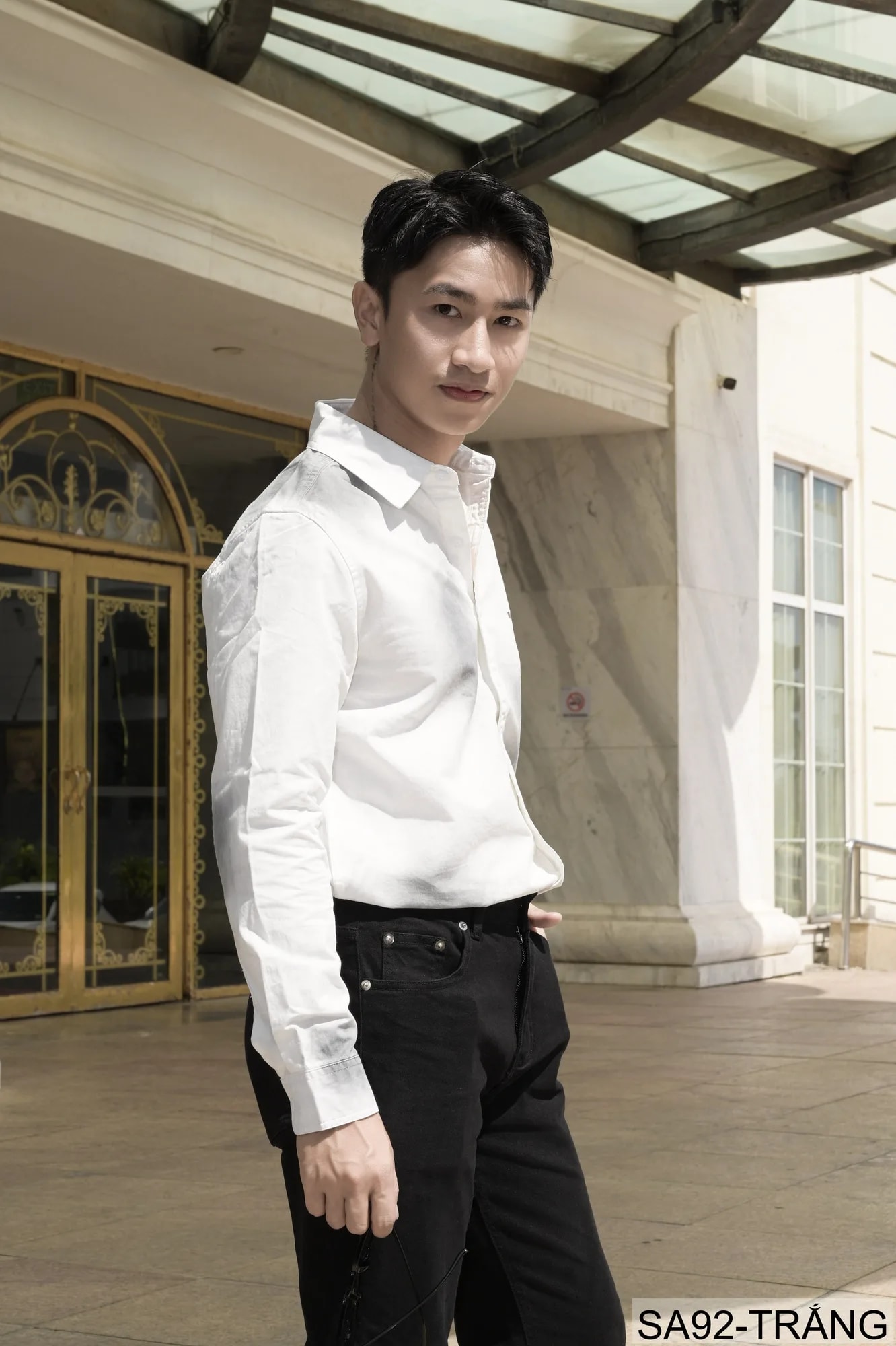 SA92 - Áo Sơ Mi Nam Tay Dài Phong Cách Nhật Bản Chất Cotton 100% Thiết Kế Thêu Nhỏ Thời Trang - ảnh 3