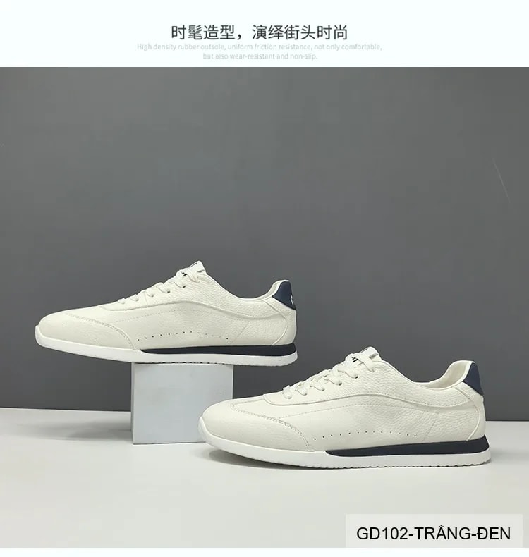 GD102 - Giày thể thao nam da thật màu trắng, đế mềm thoáng khí, kiểu dáng châu Âu thời thượng - ảnh 13