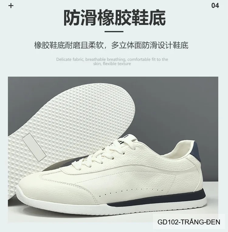 GD102 - Giày thể thao nam da thật màu trắng, đế mềm thoáng khí, kiểu dáng châu Âu thời thượng - ảnh 21