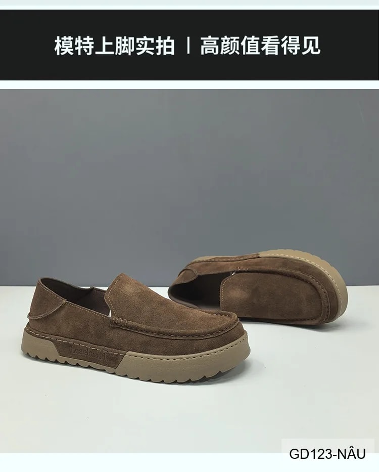 GD123 - Giày lười nam da lộn phong cách châu Âu, êm chân, thời trang casual - ảnh 6
