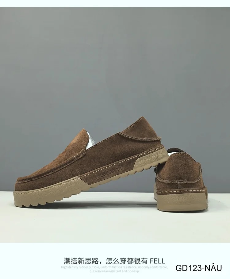 GD123 - Giày lười nam da lộn phong cách châu Âu, êm chân, thời trang casual - ảnh 9