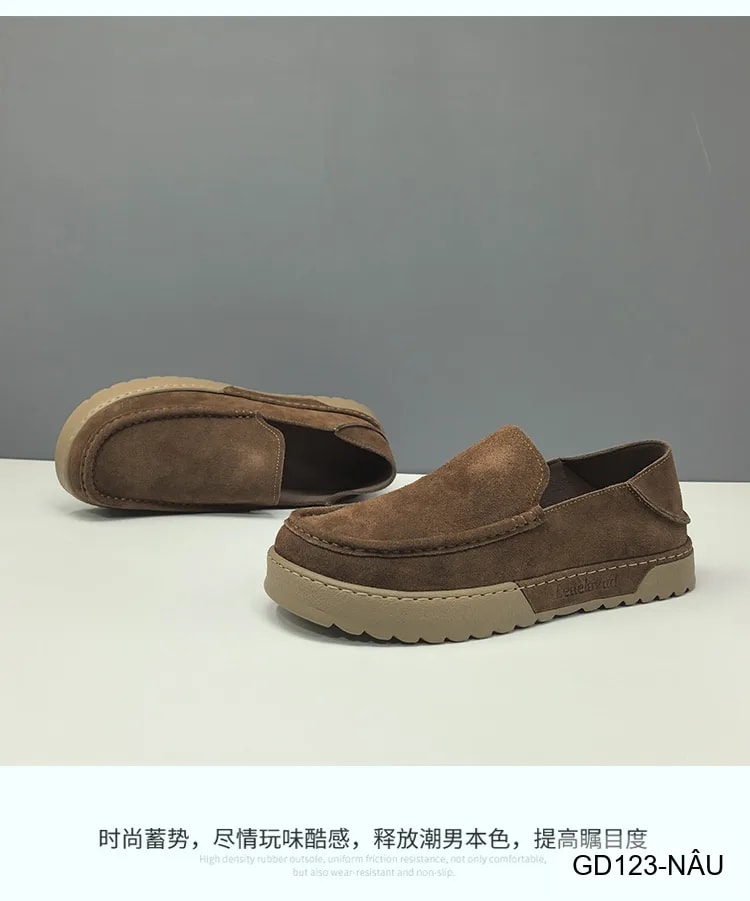 GD123 - Giày lười nam da lộn phong cách châu Âu, êm chân, thời trang casual - ảnh 10