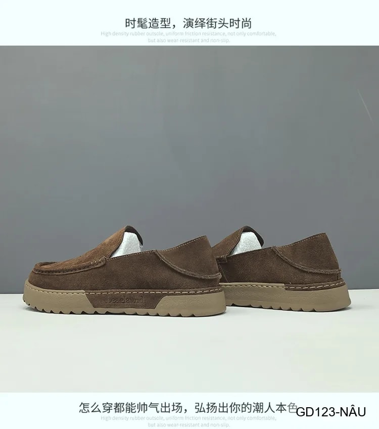 GD123 - Giày lười nam da lộn phong cách châu Âu, êm chân, thời trang casual - ảnh 7