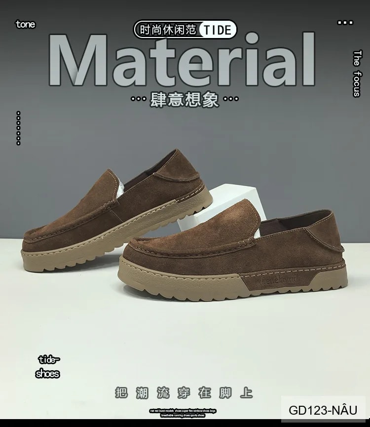 GD123 - Giày lười nam da lộn phong cách châu Âu, êm chân, thời trang casual - ảnh 12