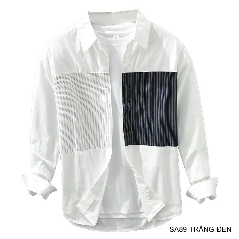 SA89 - Áo sơ mi nam dài tay kẻ sọc kiểu Nhật, chất cotton mềm mại, form rộng rãi thời trang - ảnh 4