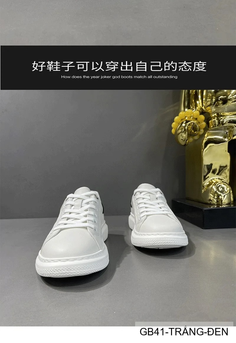 GB41 - Giày thể thao nam đế dày phong cách retro trắng phối đen thời thượng - ảnh 16