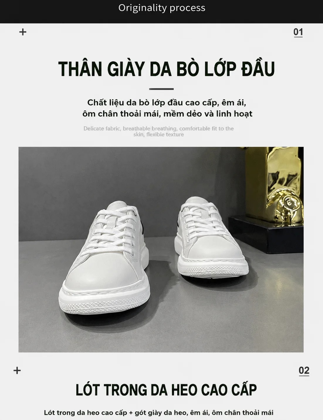 GB41 - Giày thể thao nam đế dày phong cách retro trắng phối đen thời thượng - ảnh 8