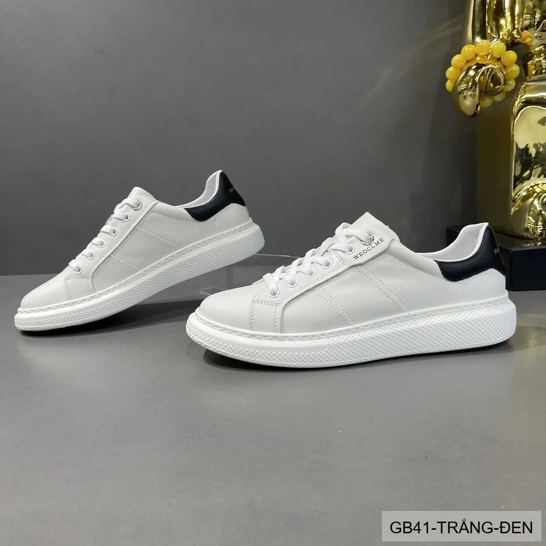 GB41 - Giày thể thao nam đế dày phong cách retro trắng phối đen thời thượng - ảnh 1
