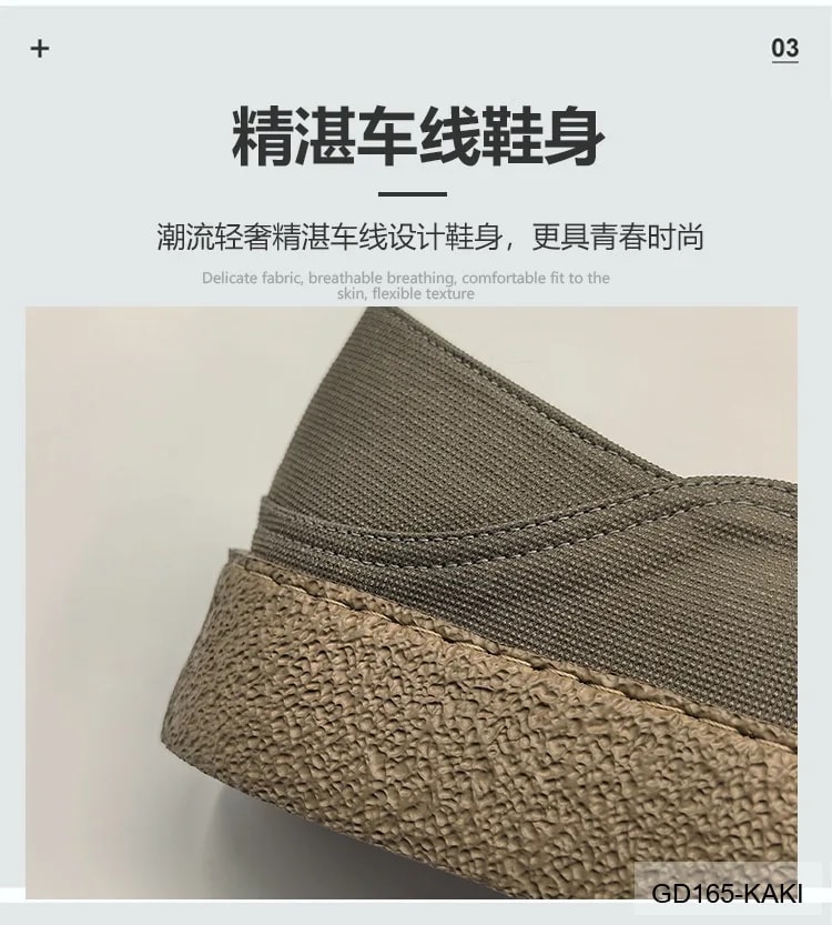 GD165 - Giày Nam Mũi Tròn Đế Bệt Phong Cách Thời Trang Kaki Đen - ảnh 15
