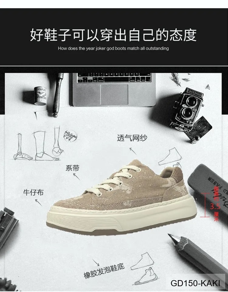GD150 - Giày thể thao nam đế dày tăng chiều cao, phối màu thời thượng, thoáng khí thoải mái - ảnh 13