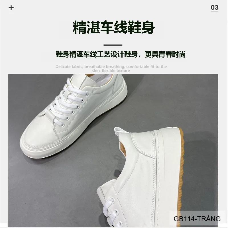 GB114 - Giày thể thao nam da thật đế trắng phong cách thời trang, phối đồ dễ dàng - ảnh 6