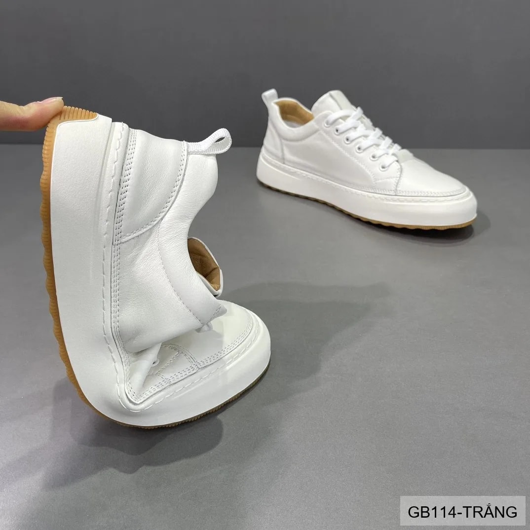 GB114 - Giày thể thao nam da thật đế trắng phong cách thời trang, phối đồ dễ dàng - ảnh 9