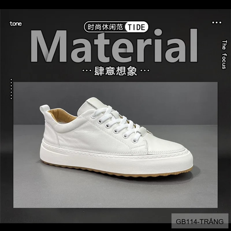 GB114 - Giày thể thao nam da thật đế trắng phong cách thời trang, phối đồ dễ dàng - ảnh 14