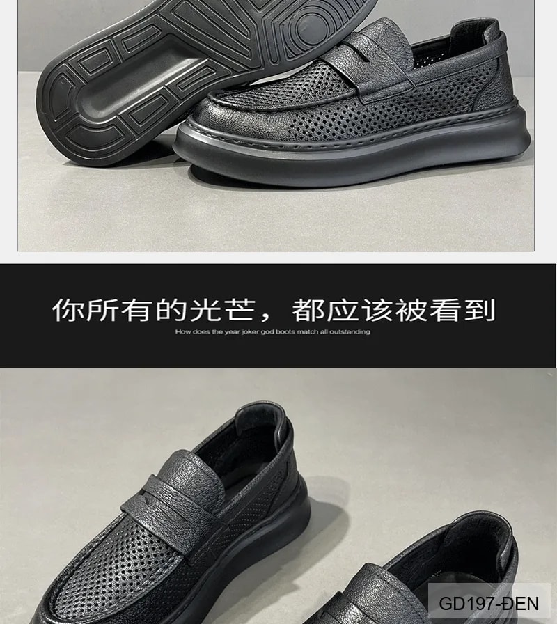 GD197 - Giày lười nam mùa hè da mềm đục lỗ thoáng khí phong cách giản dị - ảnh 28
