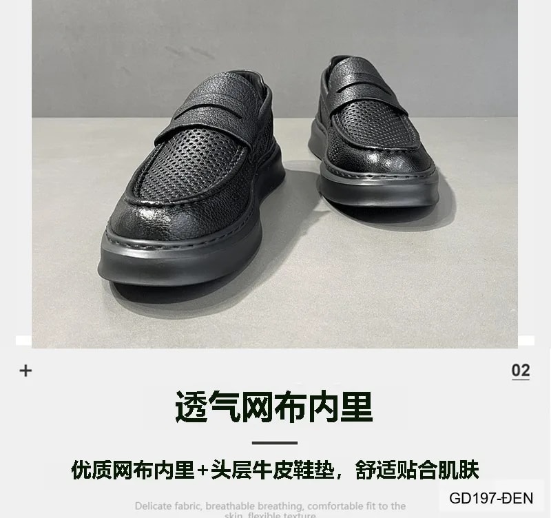 GD197 - Giày lười nam mùa hè da mềm đục lỗ thoáng khí phong cách giản dị - ảnh 25