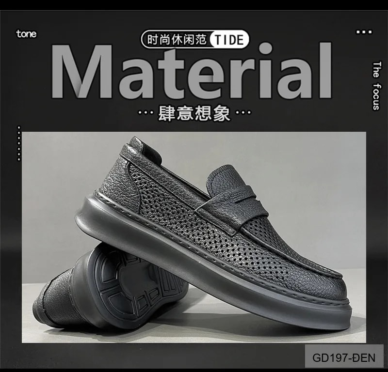 GD197 - Giày lười nam mùa hè da mềm đục lỗ thoáng khí phong cách giản dị - ảnh 14
