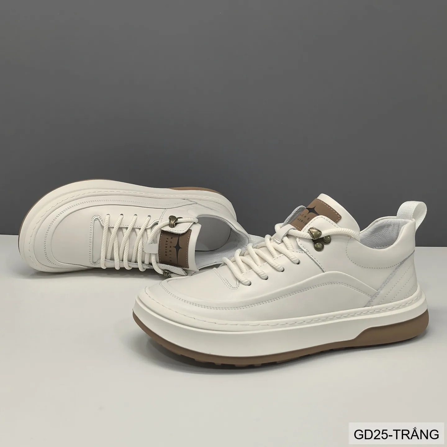 GD25 - Giày nam da thật kiểu dad shoes, thoáng khí, tăng chiều cao, phối màu trơn sang trọng - ảnh 4