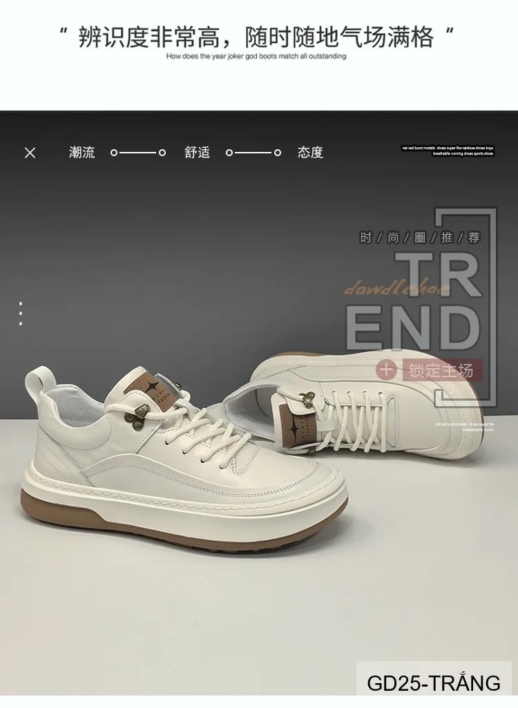 GD25 - Giày nam da thật kiểu dad shoes, thoáng khí, tăng chiều cao, phối màu trơn sang trọng - ảnh 8
