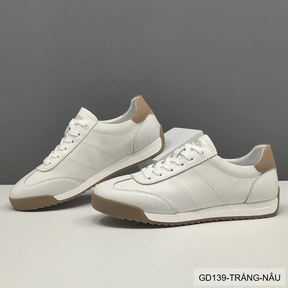 GD139 - Giày thể thao nam da thật phối màu trắng sang trọng, đế thấp êm chân - ảnh 3