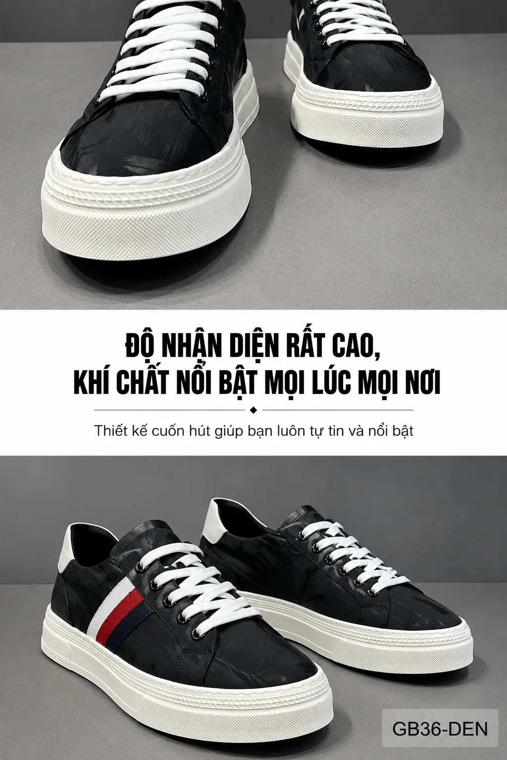 GB36 - Giày vải nam thời trang thoáng khí, đế cao su chống trơn, phối màu sọc ngang - ảnh 7