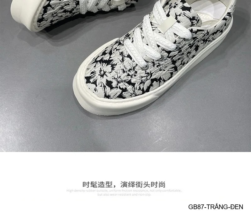 GB87 - Giày vải nam họa tiết hoa, thoáng khí, phong cách streetwear, đế bằng êm chân - ảnh 9