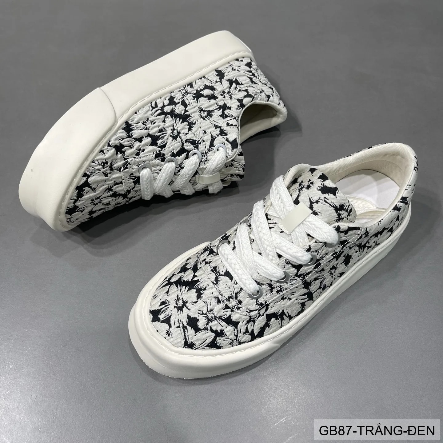 GB87 - Giày vải nam họa tiết hoa, thoáng khí, phong cách streetwear, đế bằng êm chân - ảnh 5