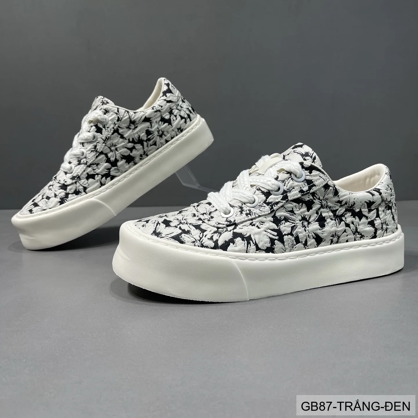 GB87 - Giày vải nam họa tiết hoa, thoáng khí, phong cách streetwear, đế bằng êm chân - ảnh 3