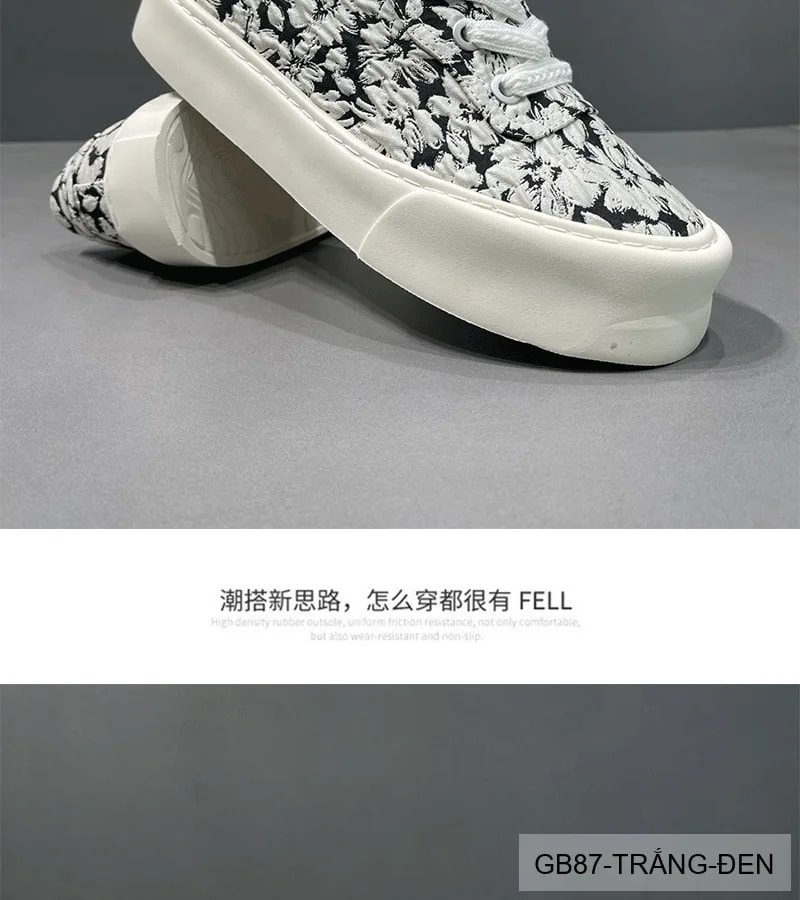 GB87 - Giày vải nam họa tiết hoa, thoáng khí, phong cách streetwear, đế bằng êm chân - ảnh 7
