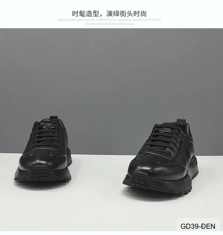 GD39 - Giày nam tăng chiều cao đế dày da bò màu đen phong cách Châu Âu - ảnh 14