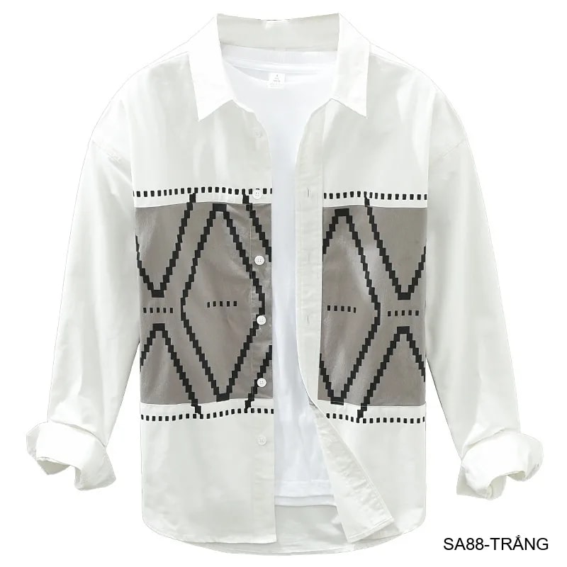 SA88 - Áo Sơ Mi Nam Tay Dài In Hình Geometric Phong Cách Thời Trang Trẻ Trung - ảnh 5
