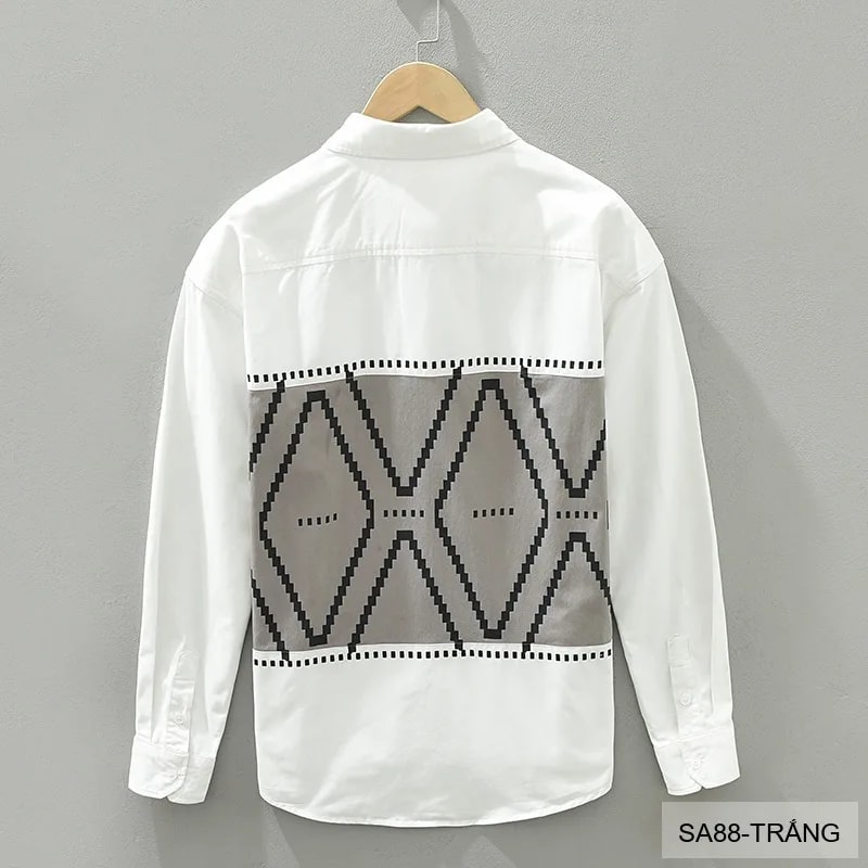 SA88 - Áo Sơ Mi Nam Tay Dài In Hình Geometric Phong Cách Thời Trang Trẻ Trung - ảnh 2