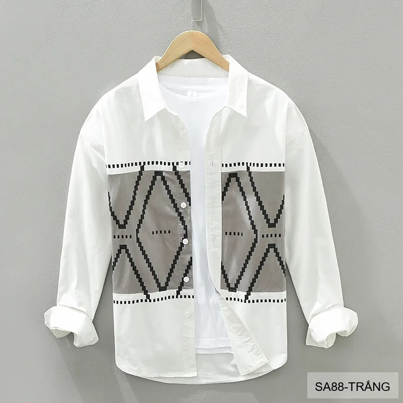 SA88 - Áo Sơ Mi Nam Tay Dài In Hình Geometric Phong Cách Thời Trang Trẻ Trung - ảnh 1