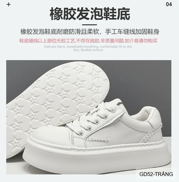 GD52 - Giày thể thao nam đế dày thời trang, da bò thật thoáng khí, phong cách retro - ảnh 16