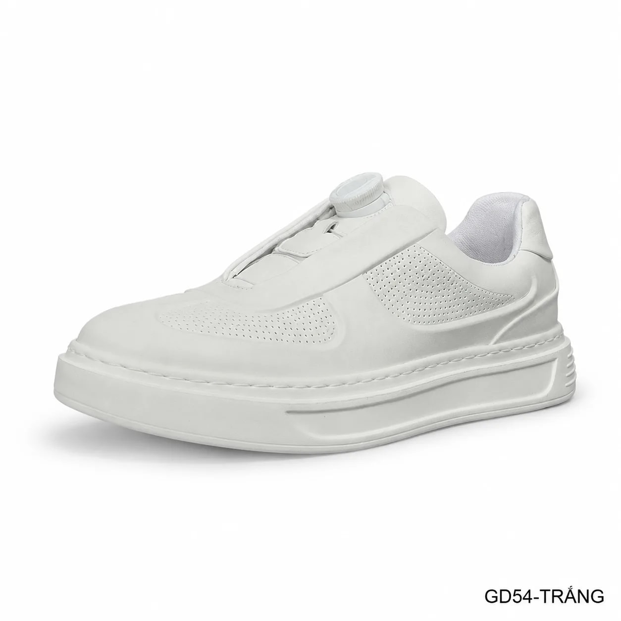 GD54 - Giày thể thao nam da thật thiết kế lười khóa xoay thời thượng trắng đen