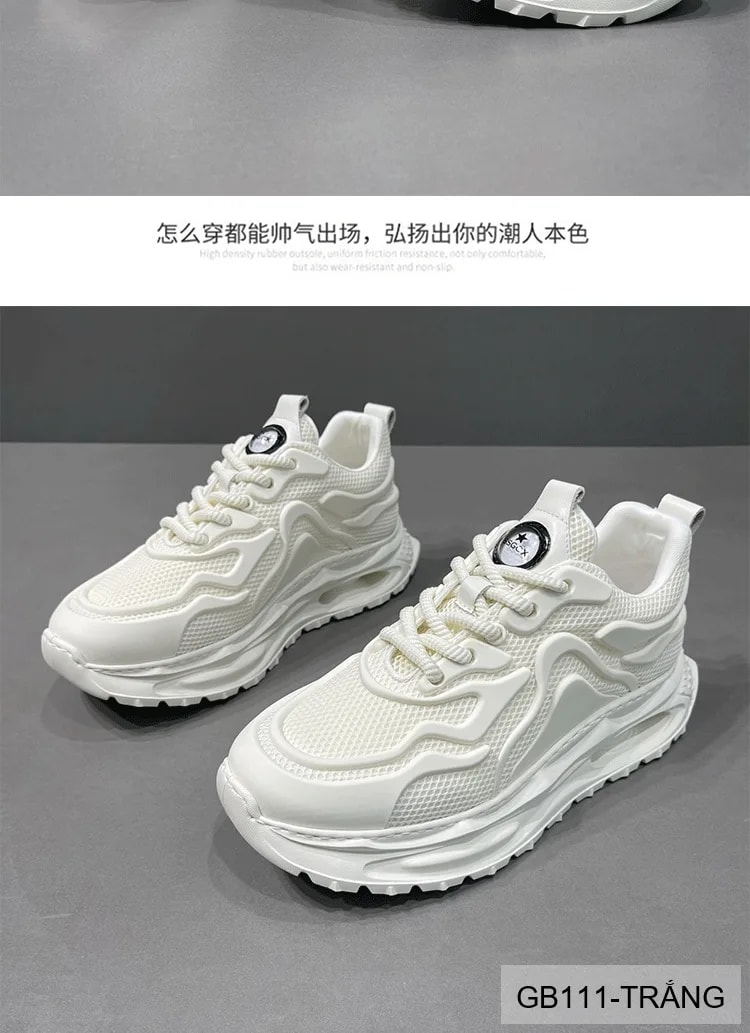 GB111 - Giày nam Black Warrior đế dày tăng chiều cao, màu trắng đen, kiểu thể thao casual thoáng khí - ảnh 7