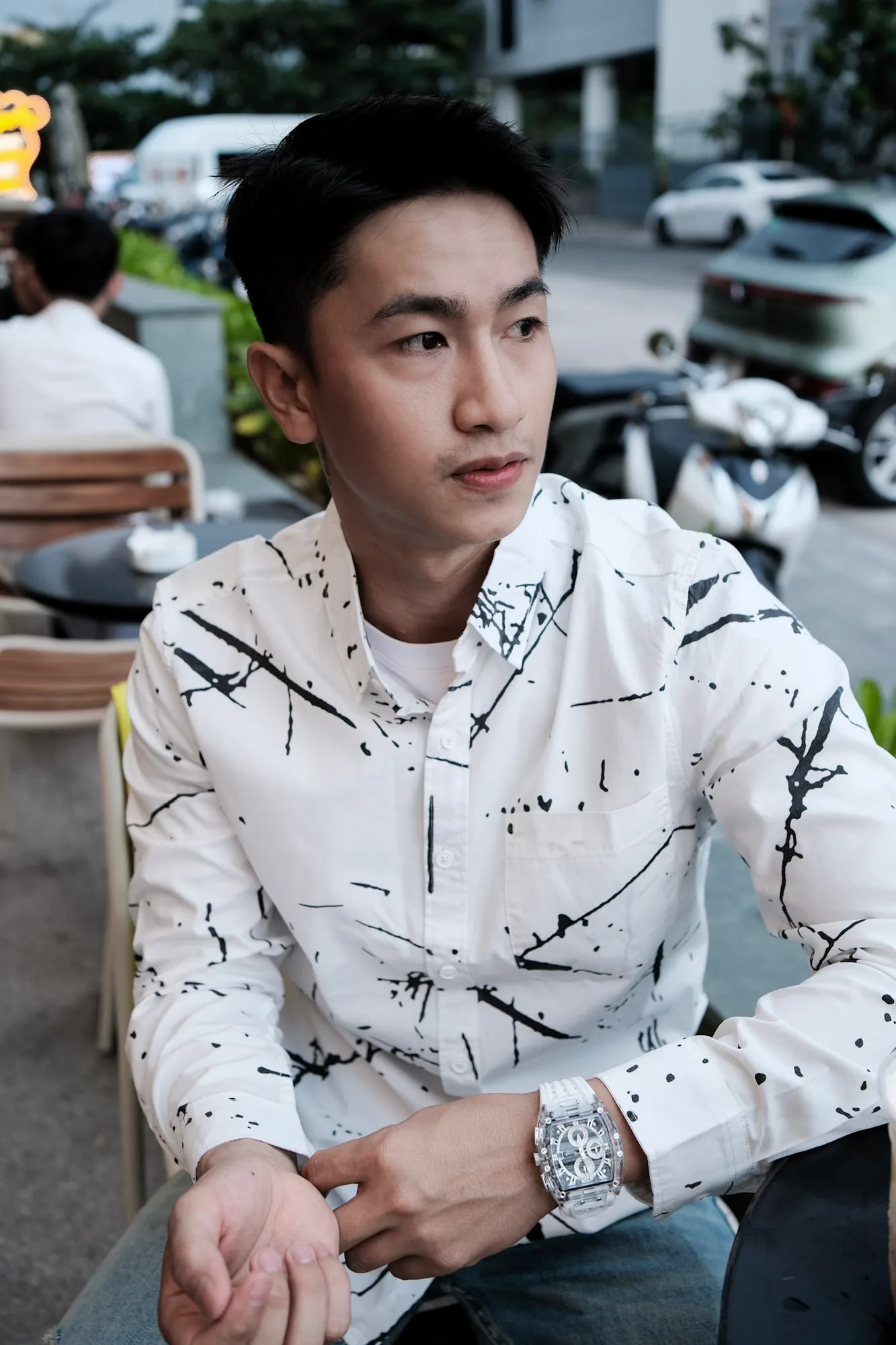 SA18 - Áo Sơ Mi Nam Tay Dài Phong Cách Nhật Bản In Hình Nghệ Thuật Dáng Rộng - ảnh 2
