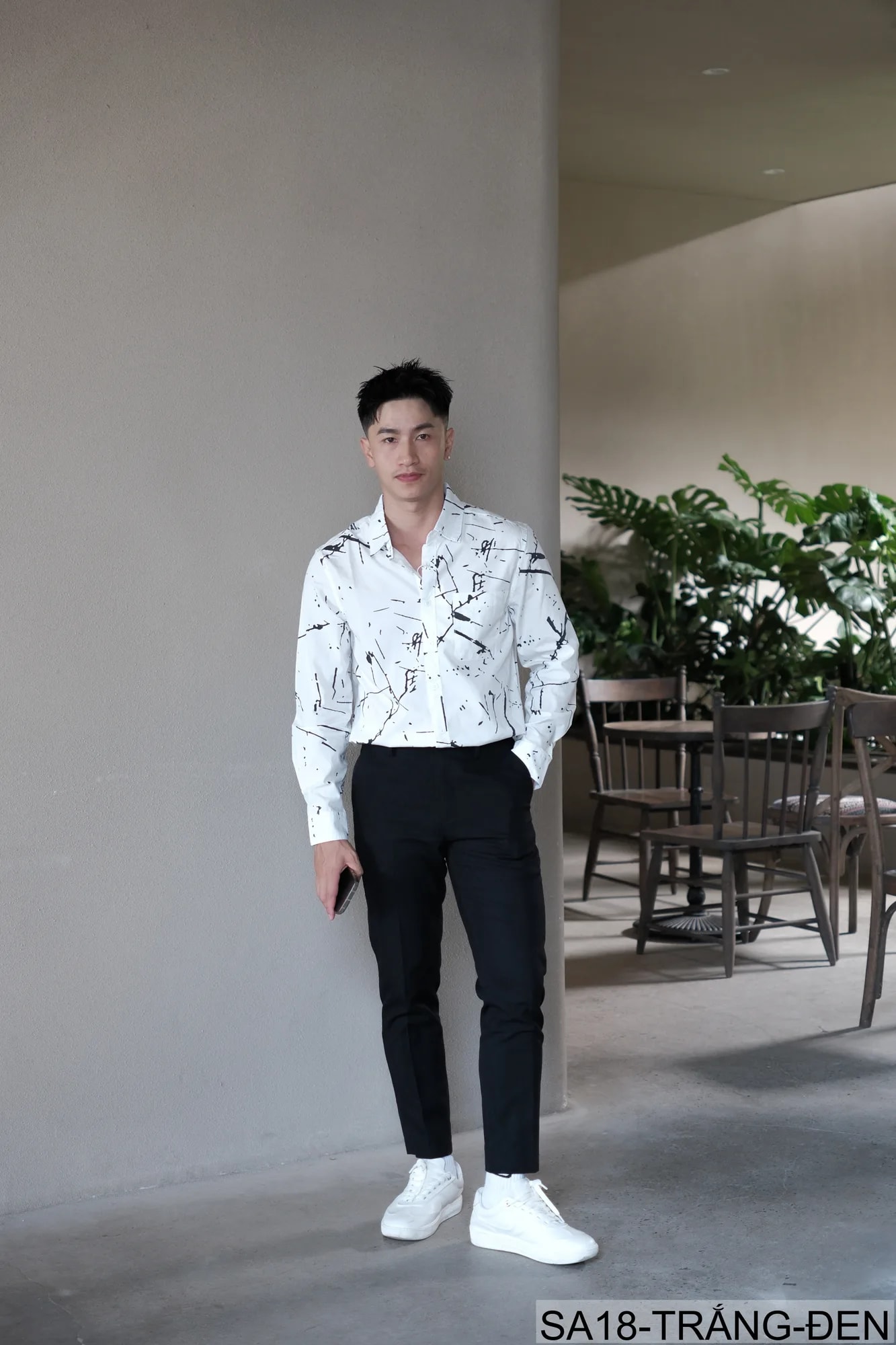SA18 - Áo Sơ Mi Nam Tay Dài Phong Cách Nhật Bản In Hình Nghệ Thuật Dáng Rộng - ảnh 4