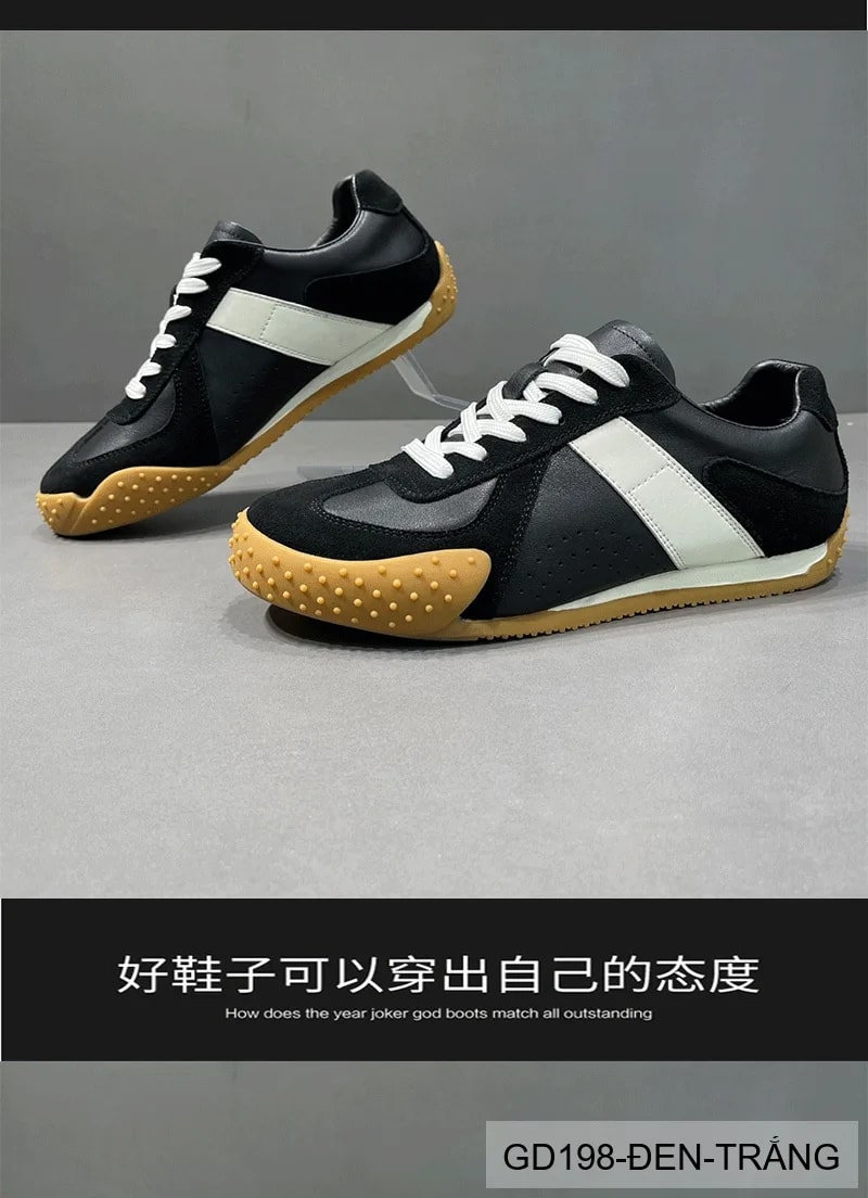 GD198 - Giày thể thao nam casual da bò cao cấp, phối màu thời thượng, đế cao su êm ái - ảnh 4