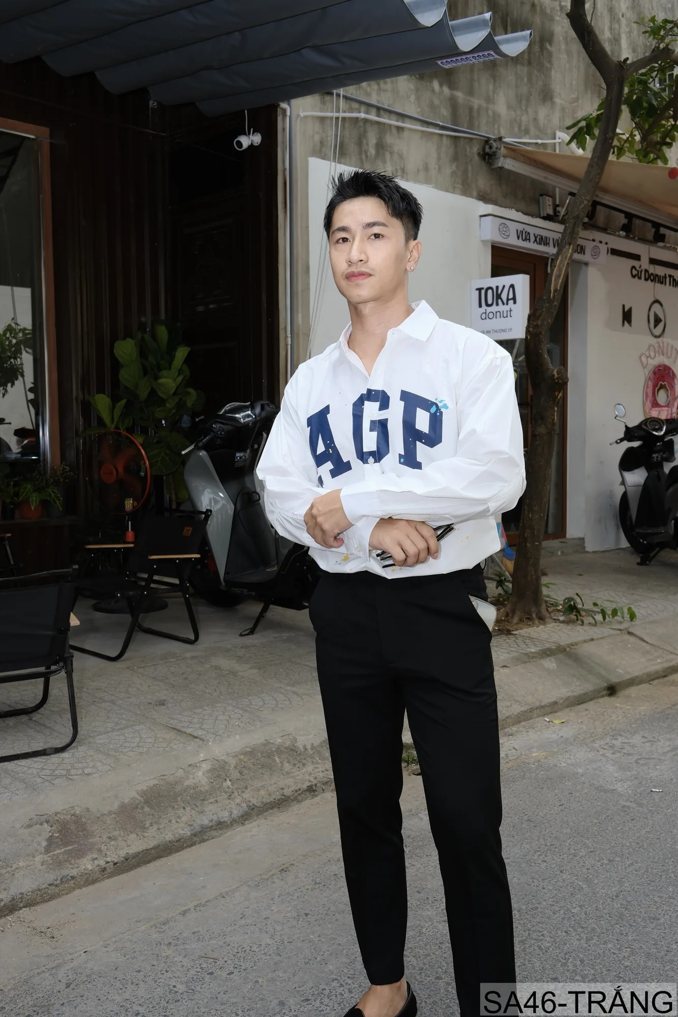 SA46 - Áo sơ mi nam dài tay in chữ AGGP phong cách streetwear, dáng rộng, chất cotton thoải mái - ảnh 3