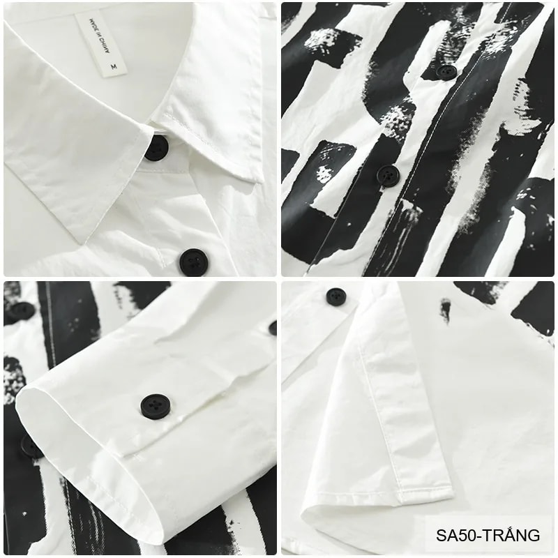 SA50 - Áo Sơ Mi Nam Dài Tay In Chữ Phong Cách Nhật Bản, Chất Cotton Mềm Mại, Phù Hợp Mặc Hàng Ngày - ảnh 4