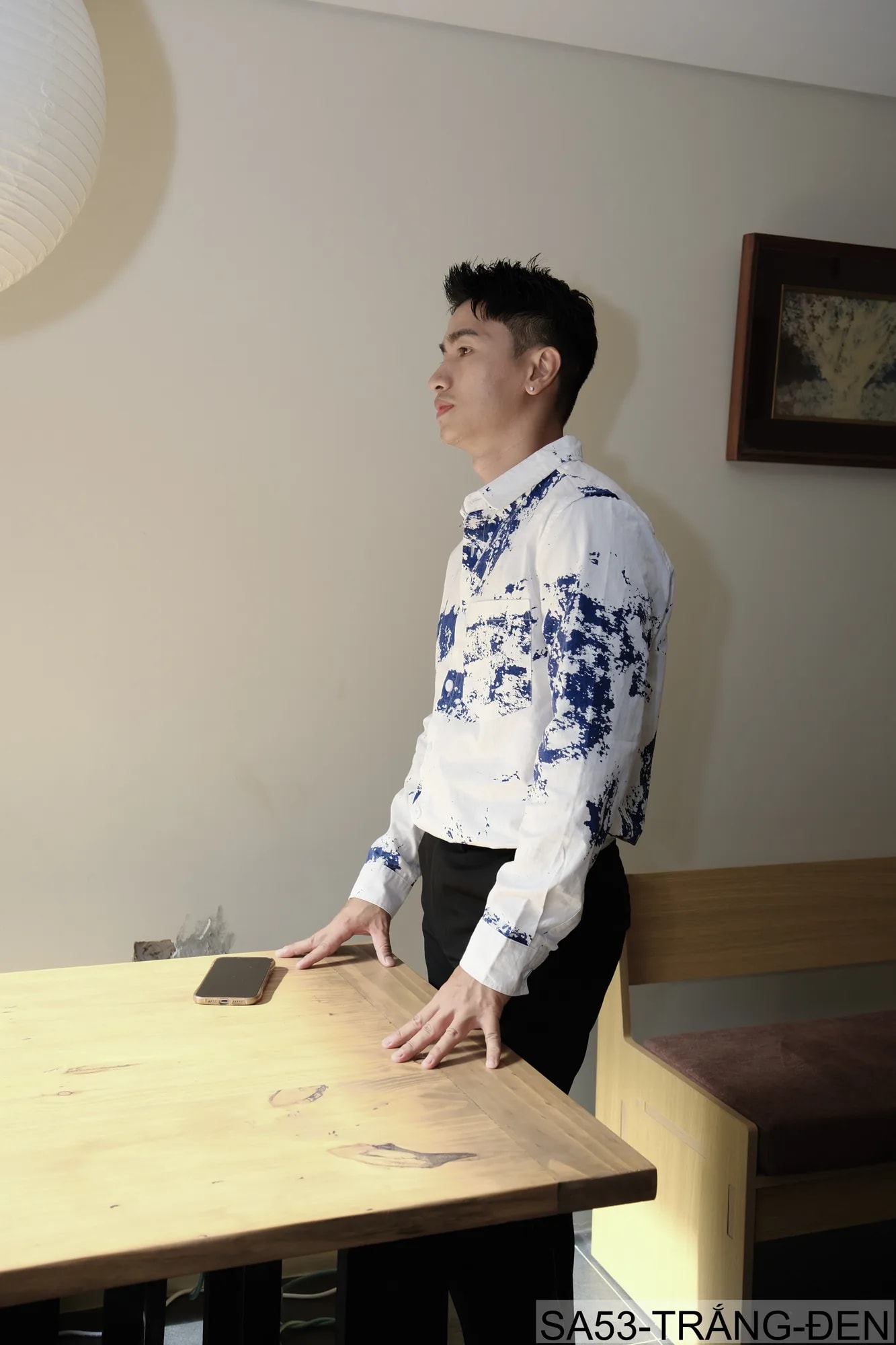SA53 - Áo sơ mi nam dài tay in họa tiết nghệ thuật phong cách Nhật Bản, dáng rộng thoải mái - ảnh 2